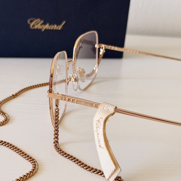 New! Chopard Rose Gold Eyeglasses, Titanium with Chain, VCHF49 0357, Authentic main image 10